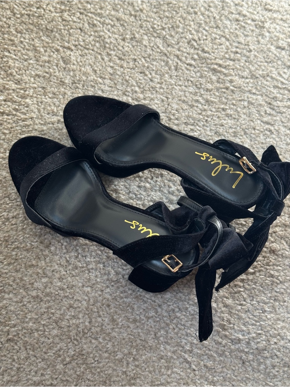 Lulus Black Velvet Ankle-Tie Block Heel Sandals